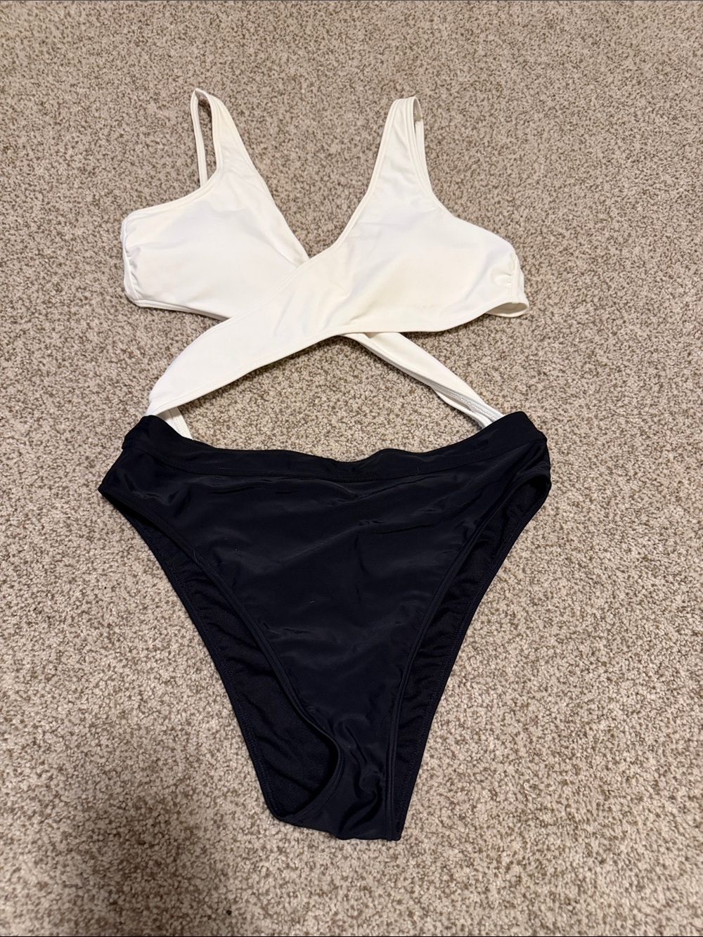 Abercrombie & Fitch White and Black Cutout One-Piece Swimsuit